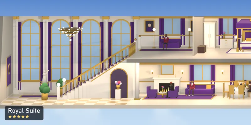 Royal Suite, side on, as the 2D tower draws it, with the people who use it